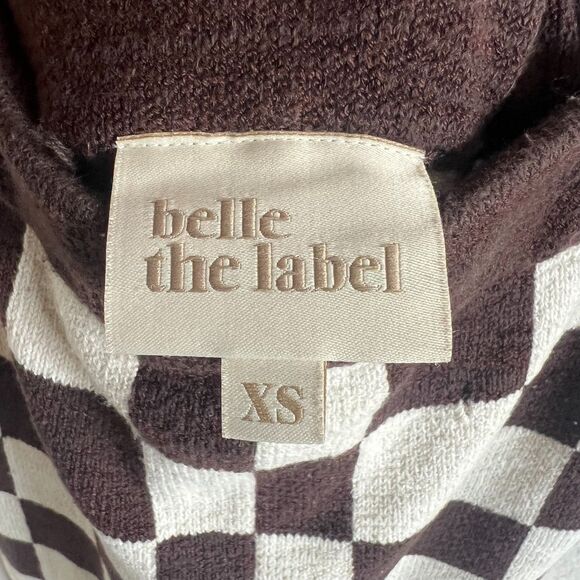 BELLE THE LABEL Carob Brown Knit Checkerboard High Rise Trousers Pants Womens XS - Picture 5 of 7